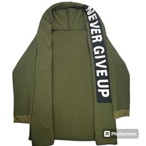 SHEIN "Never Give Up" Hooded Coatigan Size Small